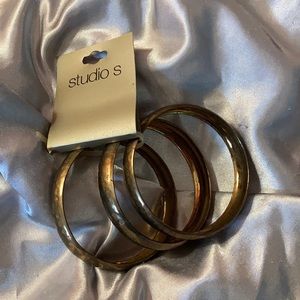 3 brass/gold bangles. New with tags.